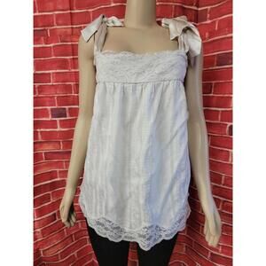 Jill Stuart Collection Women's size 8 Silk blend w/lace Top Cami soft gray #CB5